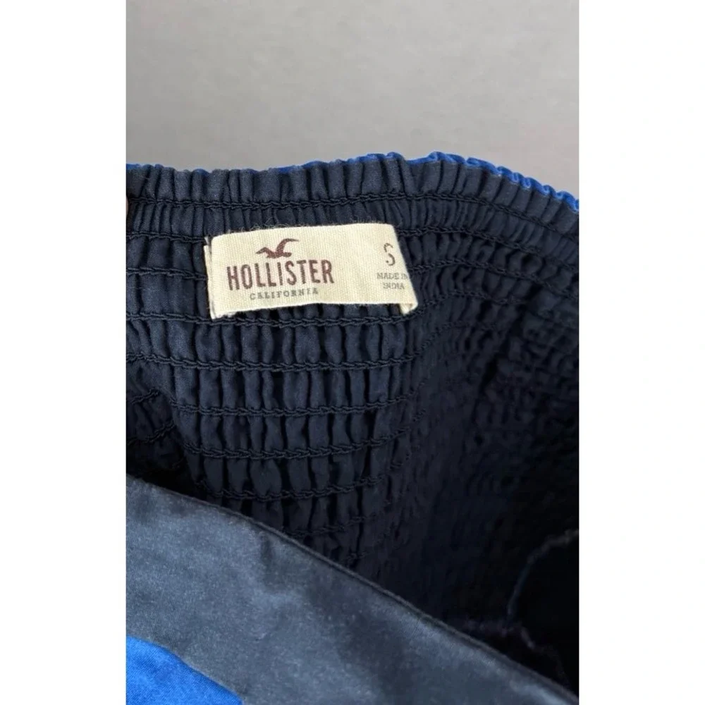 Hollister Blue Striped Strapless Peplum Tube Top Smocked Back Women's S Y2K EUC